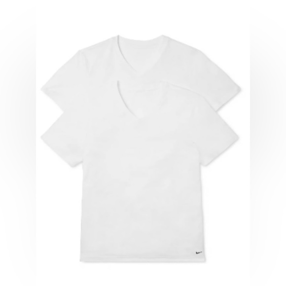NIKE Men's 2-Pk. Dri-FIT Essential Cotton Stretch V-Neck White Shirt - Picture 3 of 10